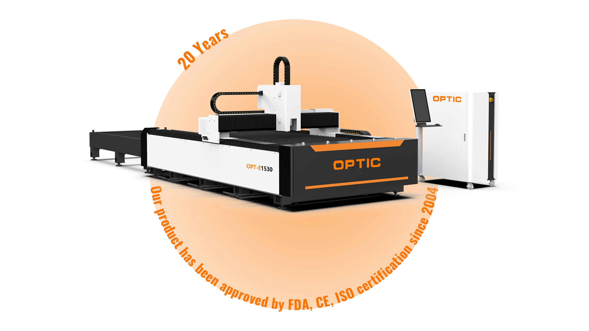 Máquina de corte láser de fibra de tipo abierto con tabla de intercambio Opt-E1530
